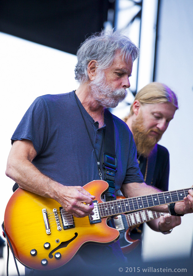Color Photograph by Willa Stein of Bob Weir and Derek Trucks performing on stage a The Lockn' Music Festival in 2015