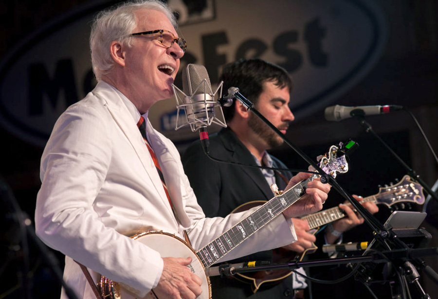 Color Photograph by Willa Stein of Steve Martin playing banjo with The Steep Canyon Rangers at Merlefest