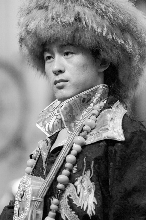 Asian Tibetan man in a black and white photo Willa Stein Photography